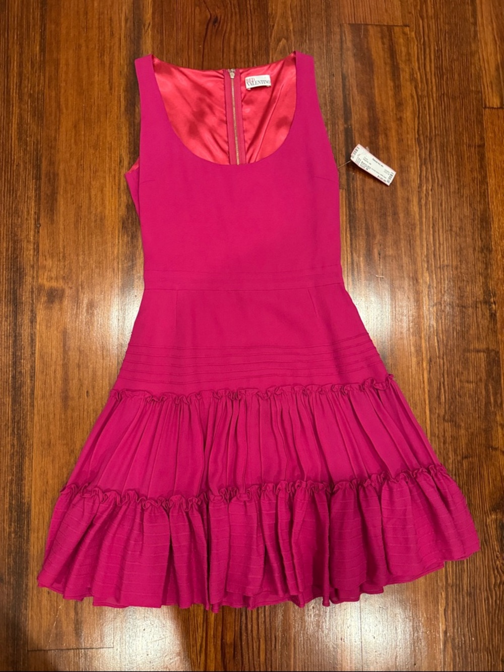 RED Valentino Fuchsia Tiered Ruffle Sleeveless Dress